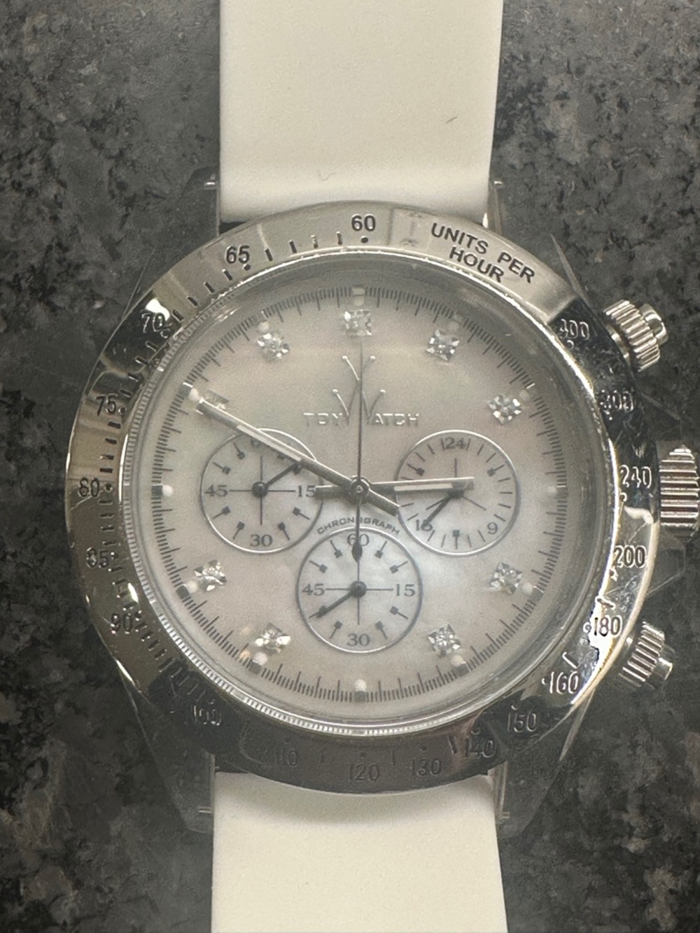 Women Michele Watch with White Silicone Band